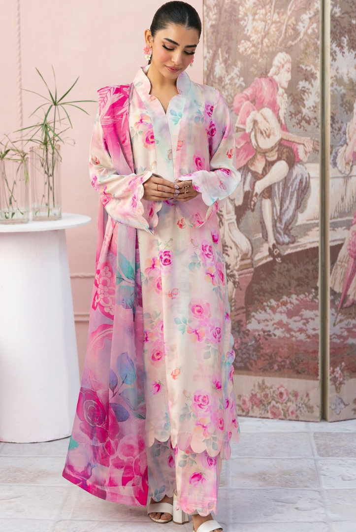 3 Piece Stitched Digital printed Basics Rawsilk From AFSANAH AR-104