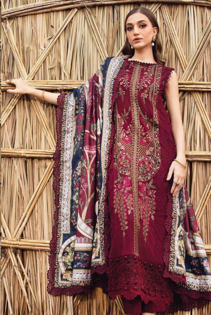 3 Piece Stitched Printed Linen Suit From Maria.B M.Prints Winter Edition'24 - 04