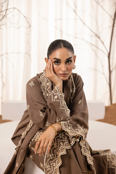 3 Piece Stitched Embroidered Cashmi Wool With Lakhany Winter Embriodered Shawl collection 04