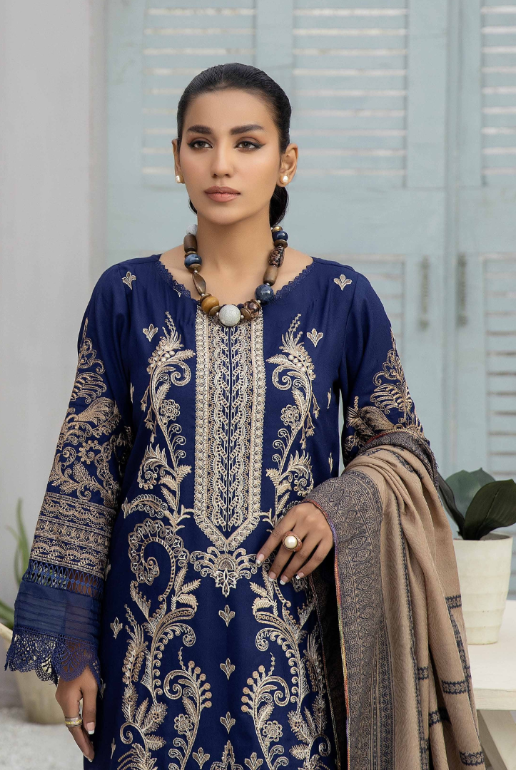 3 Piece Stitched Embroidered Leather Suits From Deewan By Johra - 04