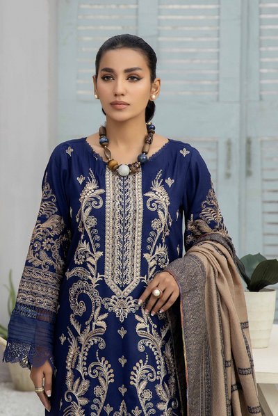 3 Piece Stitched Embroidered Leather Suits From Deewan By Johra - 04