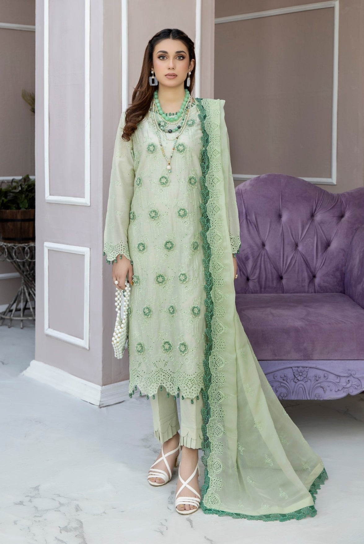 Adan Libas Chantelle 3 Piece Stitched Suit - Lily