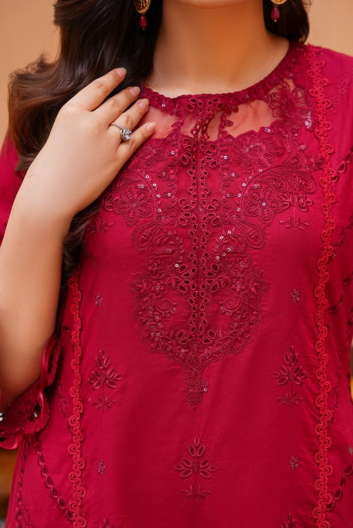 Qaus-e-Qaza 3 Piece Stitched Luxury Eid Lawn'24 Suit - AFSANA