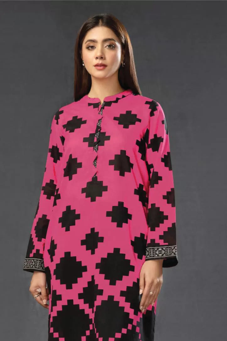 1 Piece Stitched Shirt By Limelight - PINK BLACK