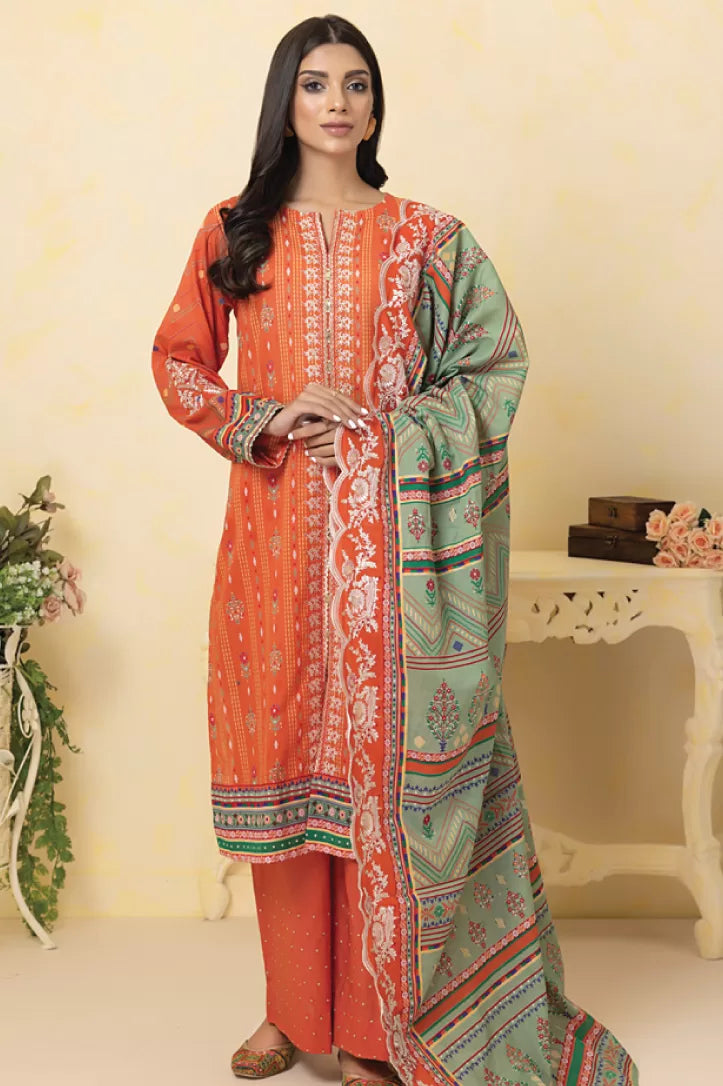 3 Piece Stitched Embroidered Lawn Suit By LSM Gold Lakhany - AN-00790