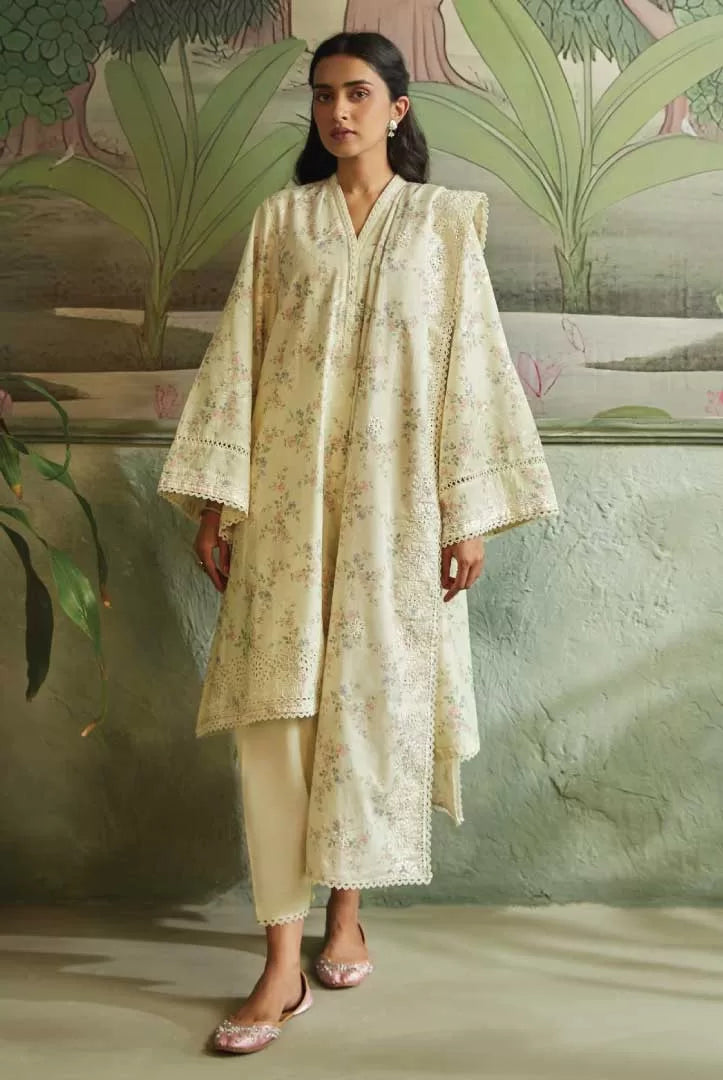 3 Piece Sehar Cross Stitch Cambric Suit - 01