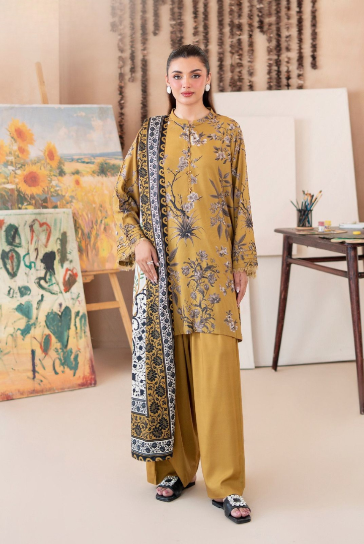 3 Piece Stitched Digital Printed Winter Linen From MALHAR EDIT'25 |  VOL 01 - 05