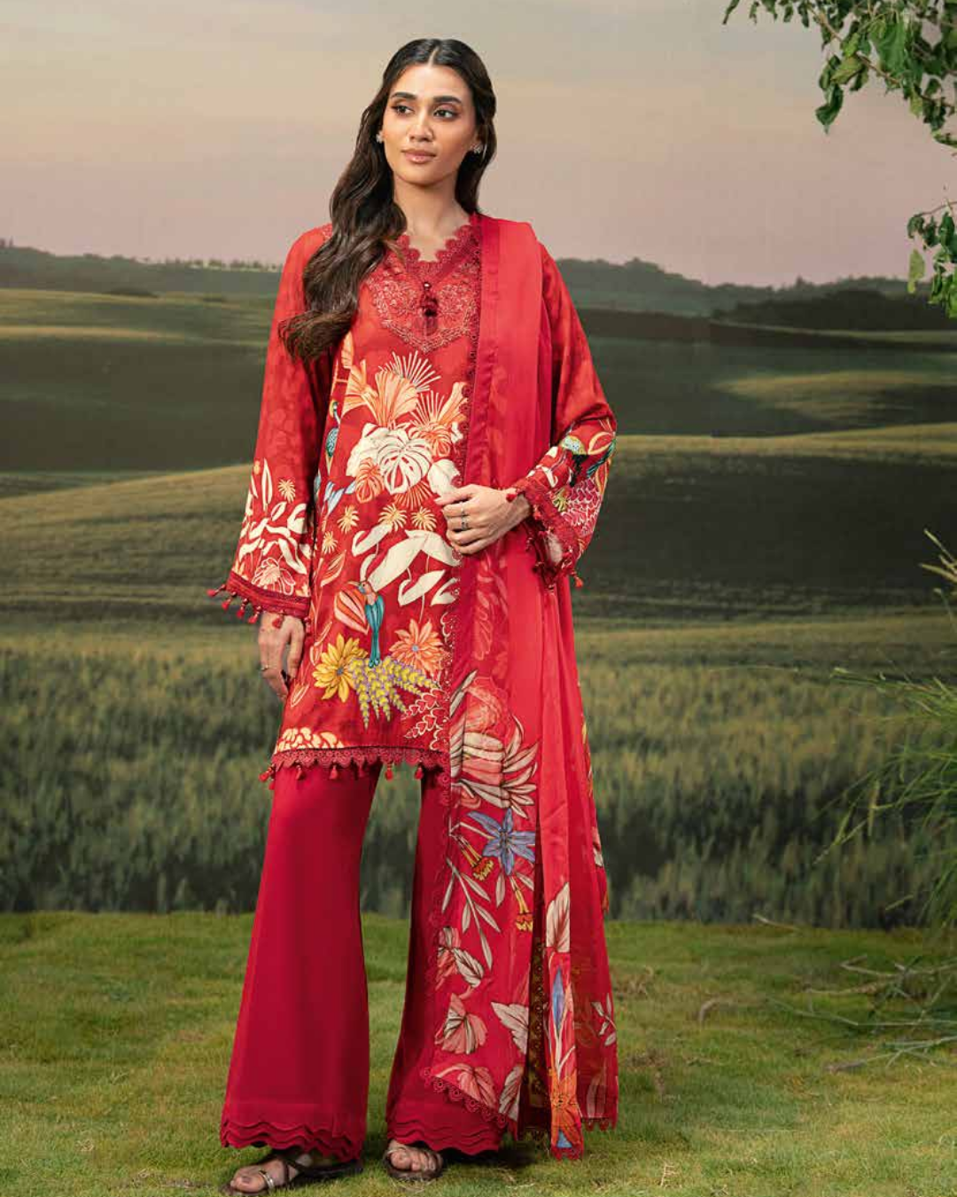 3 Piece Stitched Embroidered Linen Casual - Pre/Fall 25 Winter M.Basics by MARIA.B  - MBPF#05