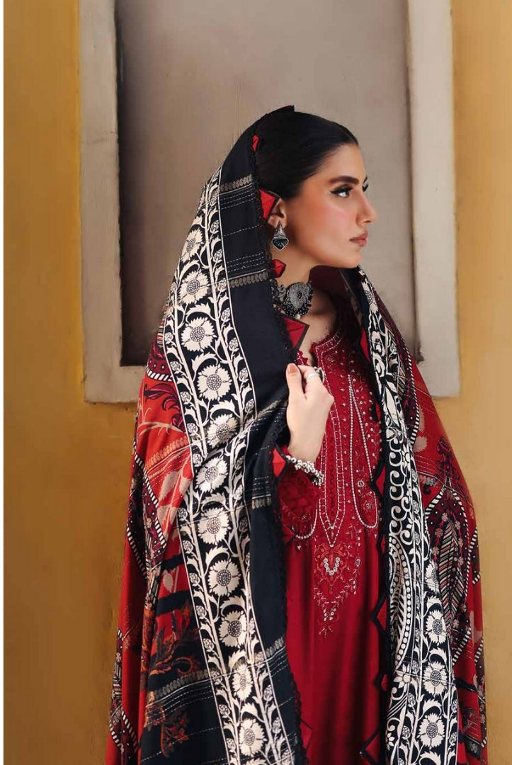 3 Piece Stitched Embroidered Jacquard Suits Collection By Nureh Maya Linen - 05