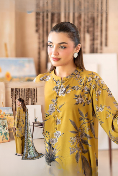 3 Piece Stitched Digital Printed Winter Linen From MALHAR EDIT'25 |  VOL 01 - 05