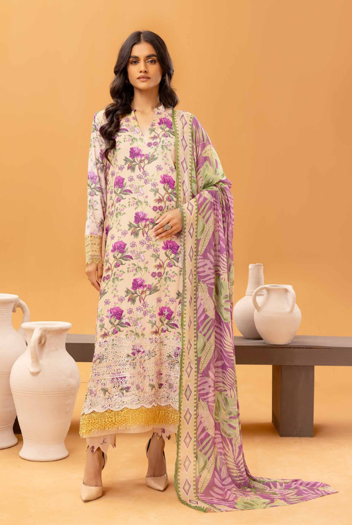 3 Piece Stitched Embroidered Digital Printed Suits From Florant By Johra - 05