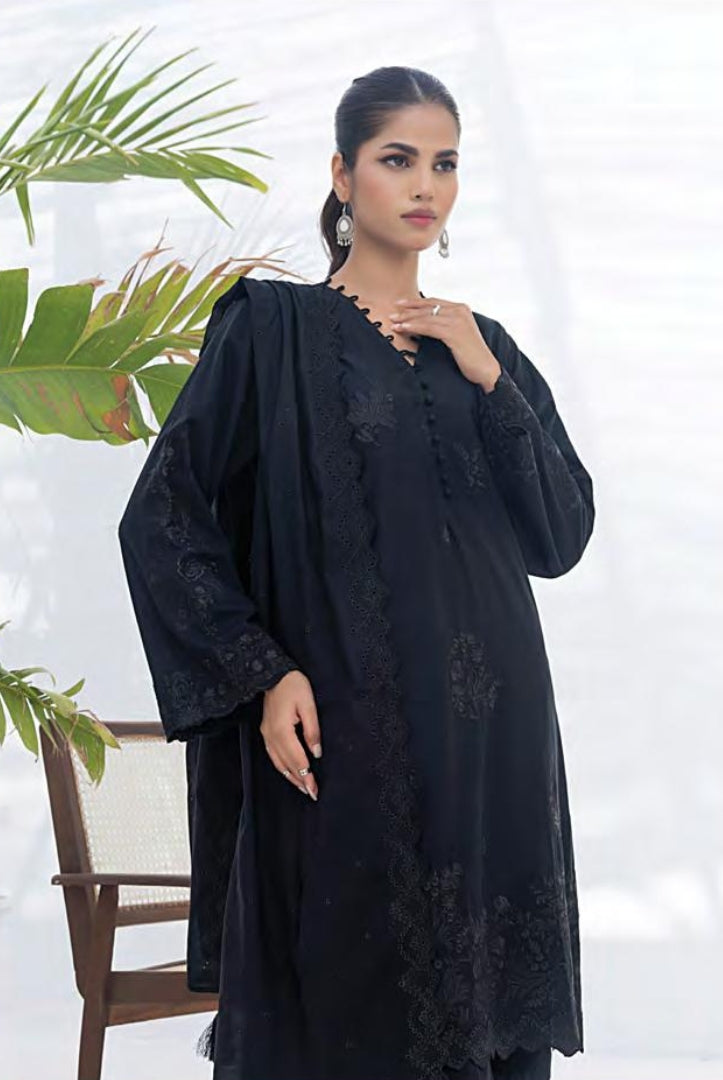 3 Piece Stitched Embroidered Lawn Monochrome Collection From Lakhany By LSM - 05