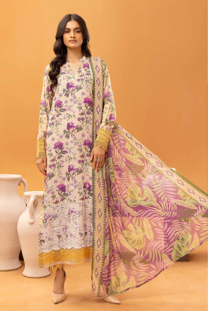 3 Piece Stitched Embroidered Digital Printed Suits From Florant By Johra - 05