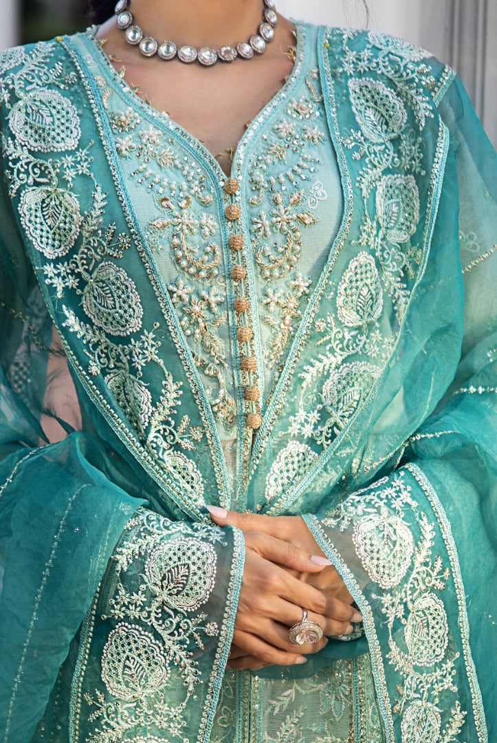 Roohi By Mushq 4 Piece Stitched Embroidered Organza Suit - MEERA