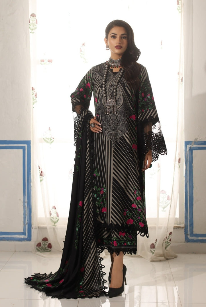 3 Piece Stitched Embroidered Linen Shawl Suits From Virsa By Charizma - 05