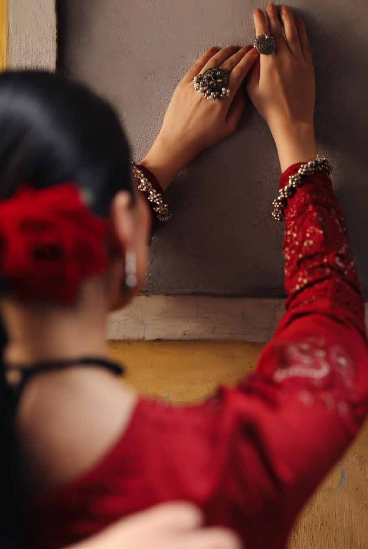 3 Piece Stitched Embroidered Jacquard Suits Collection By Nureh Maya Linen - 05