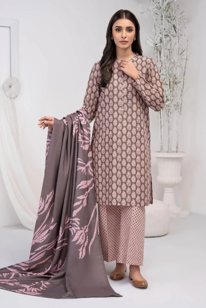 3 Pc Stitched Printed Khaddar Suit By Limelight Winter Collection - 50