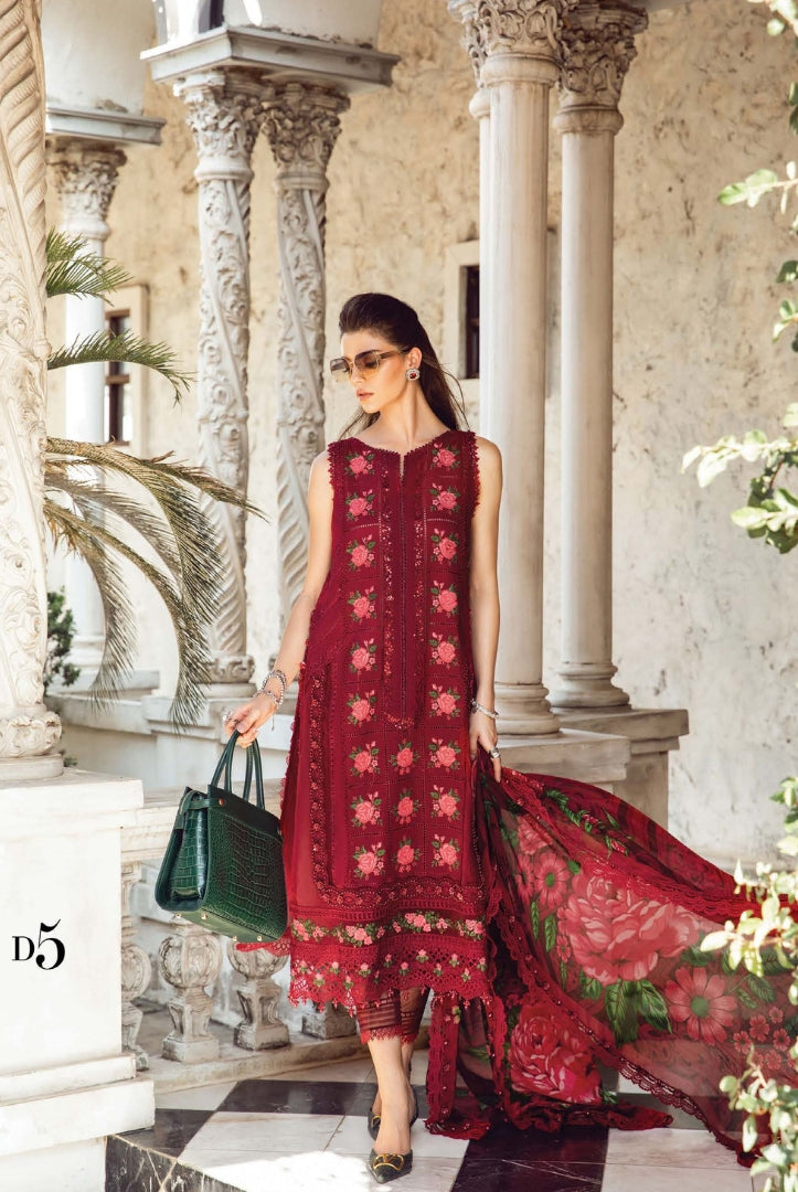 3 Piece Stitched Luxury Embroidered Lawn Eid Collection By Maria.B - Red