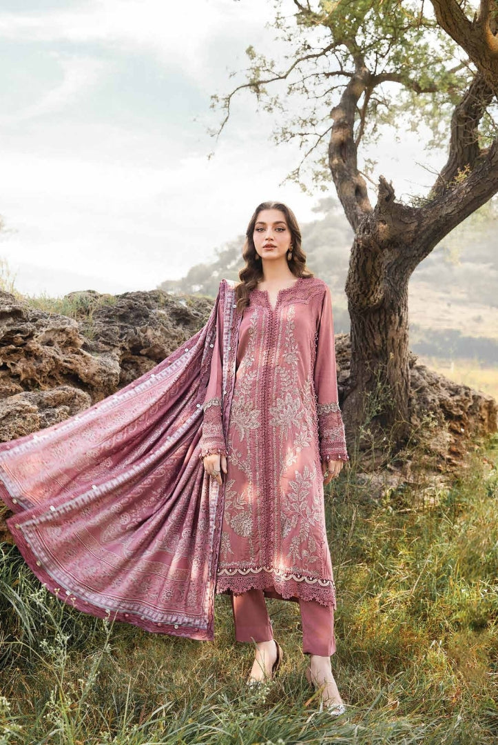3 Piece Stitched Printed Linen Suit From Maria.B M.Prints Winter Edition'24 - 06