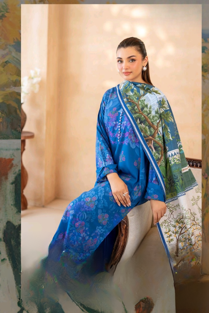 3 Piece Stitched Digital Printed Winter Linen From MALHAR EDIT'25 |  VOL 01 - 06