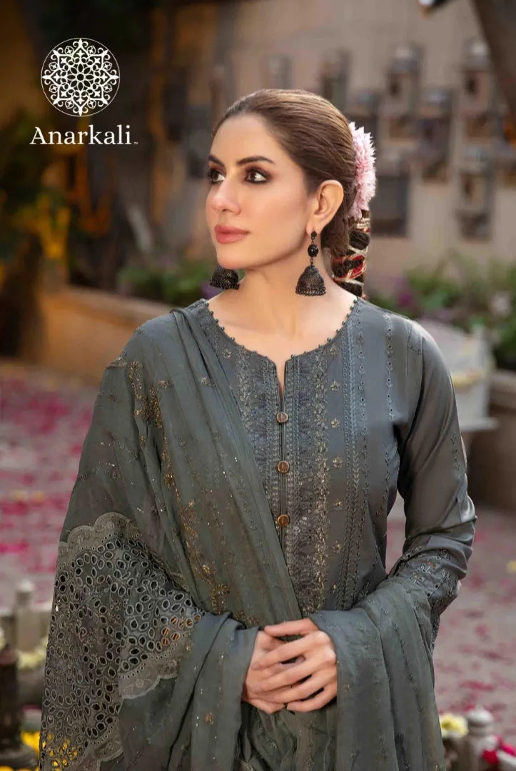 Tawakkal Jashan 3 Piece Stitched Suit(Grey)