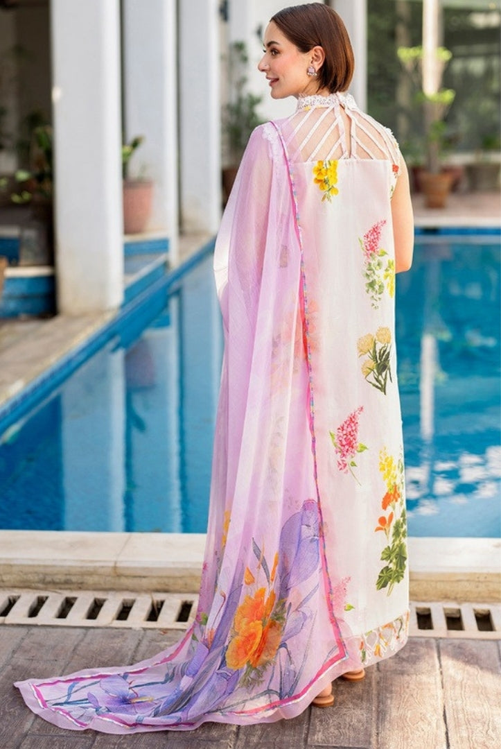 3 Piece Stitched Embroidered Lawn Suit | Meraki Vol'2 By Asifa & Nabeel - Bulbul