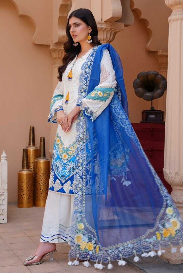 Qaus-e-Qaza 3 Piece Stitched Luxury Eid Lawn'24 Suit - ZEEBA