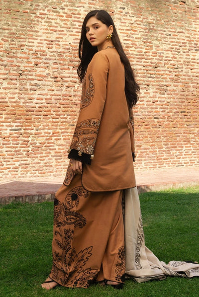 3 Piece Stitched Embroidered Khaddar Suit From Zara Shahjahan Winter Shawl Collection - ROYA