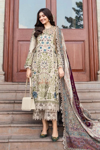 3 Piece Stitched Embroidered Linen Suit From Maria.B Winter Luxe'24 Collection - 06