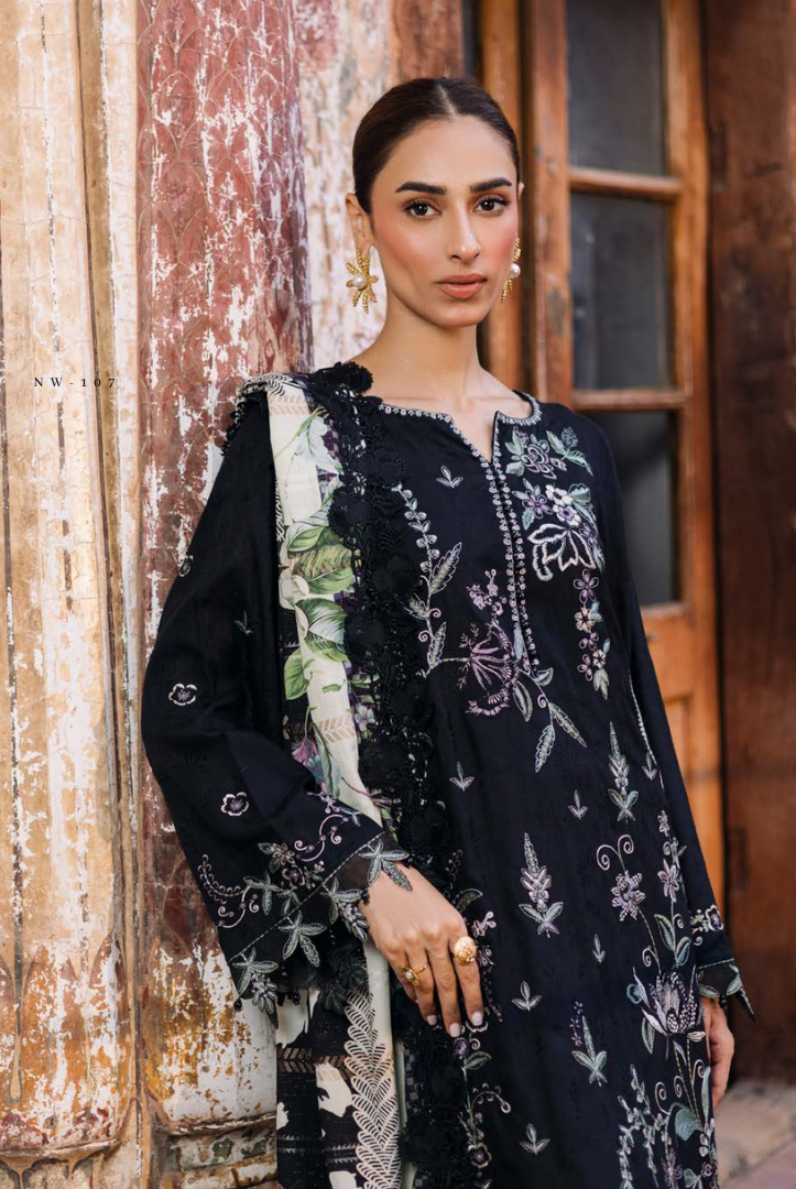 3 Piece Stitched Maya by Nureh Embroidered Self Linen Jacquard NU25MYA - NW-107