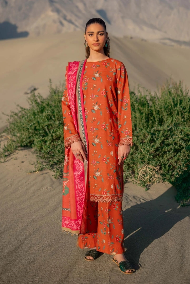 3 Piece Stitched Printed Khaddar Suit From M.Basics By Maria.B Collection - 07