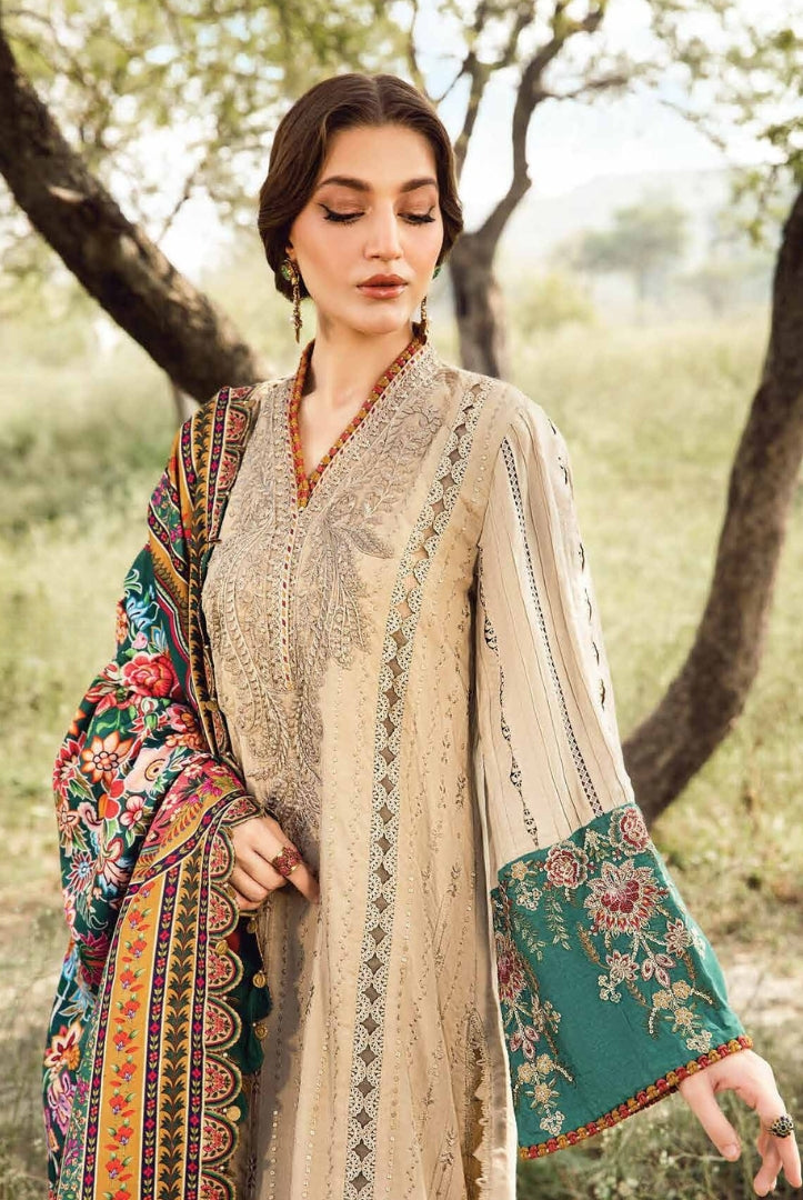 3 Piece Stitched Printed Linen Suit From Maria.B M.Prints Winter Edition'24 - 07