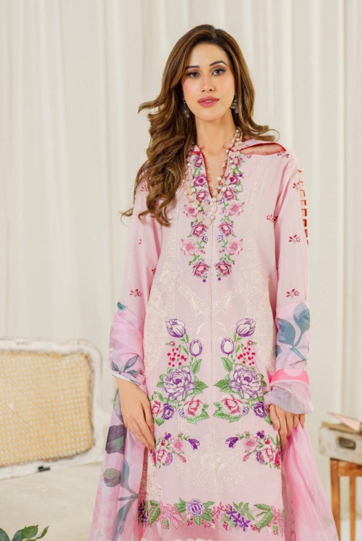 3 Piece Stitched Luxury Lawn Suit | Pretty In Pink Vol'2 By Asifa & Nabeel - Sedum