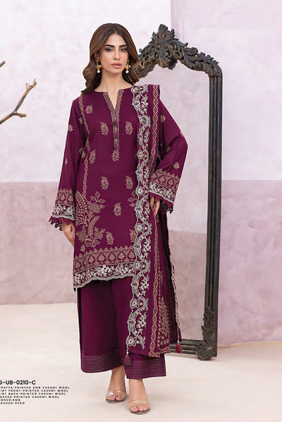 3 Piece Stitched Winter Essentials By LSM Lakhany Embroidered Cashmi Wool LG-UB-0210-C