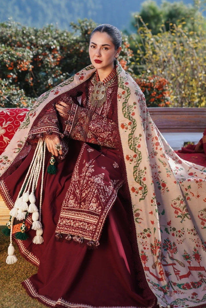 3 Piece Stitched Luxury Winter Shawl Suits Collection'24 By Hussain Rehar - ZARAN