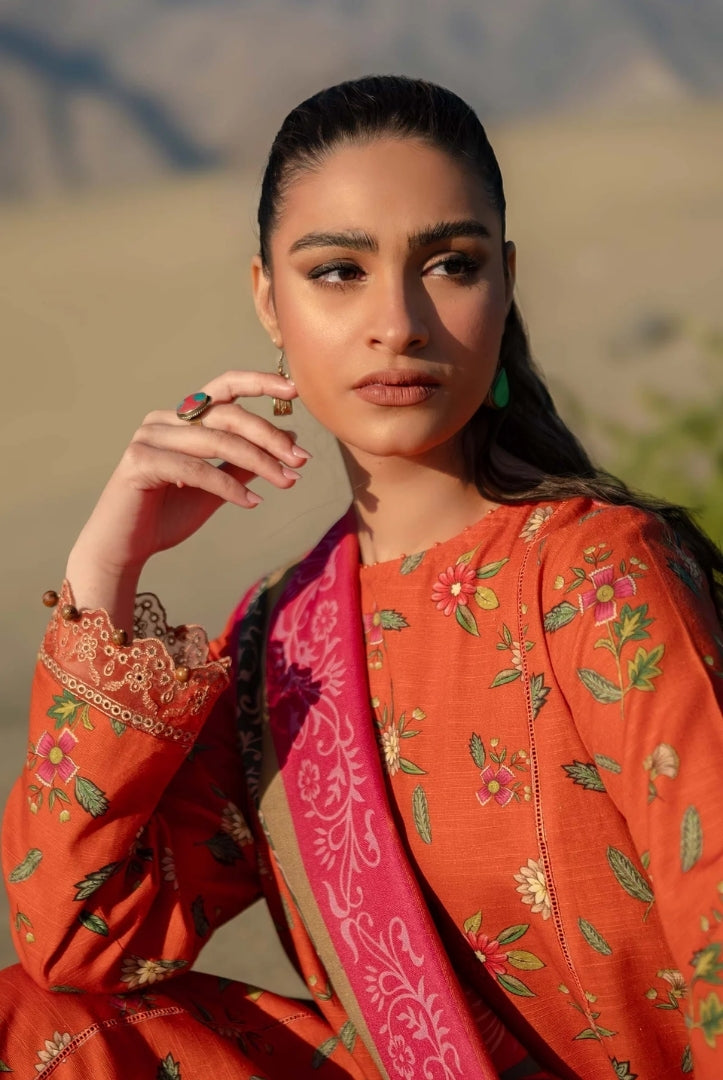 3 Piece Stitched Printed Khaddar Suit From M.Basics By Maria.B Collection - 07