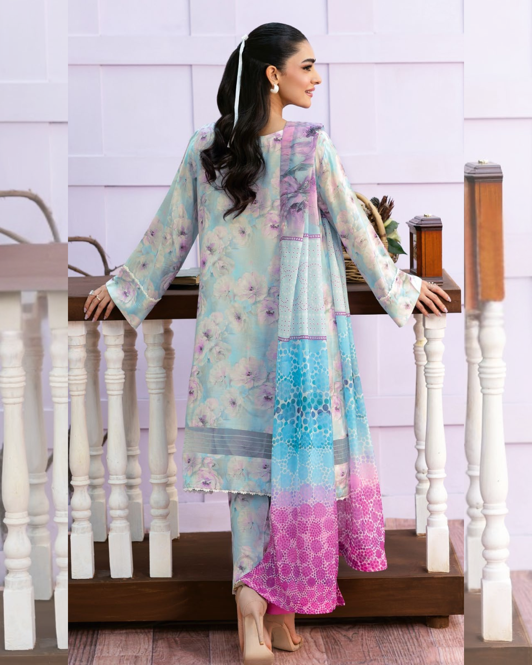 3 Piece Stitched Digital Printed Lawn Basics Rawsilk From AFSANAH AR-107