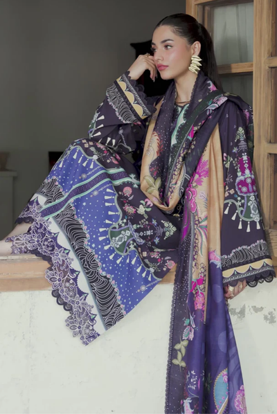 3 Piece Stitched Qalamkar Qprint'25 QW# 04 (A) ALLAN