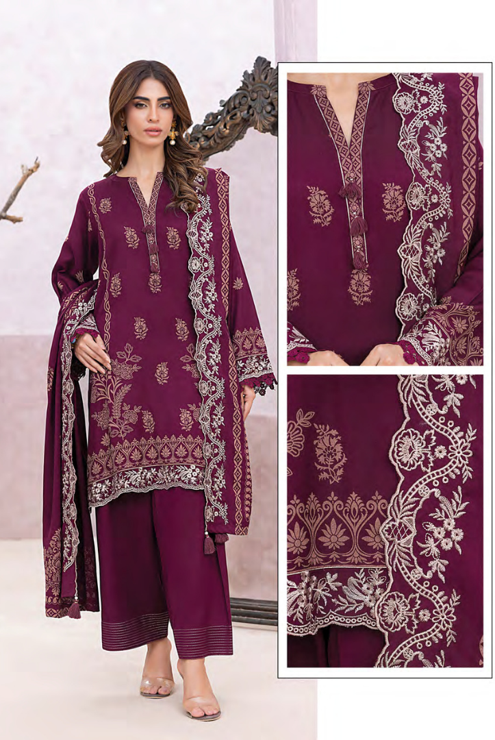 3 Piece Stitched Winter Essentials By LSM Lakhany Embroidered Cashmi Wool LG-UB-0210-C