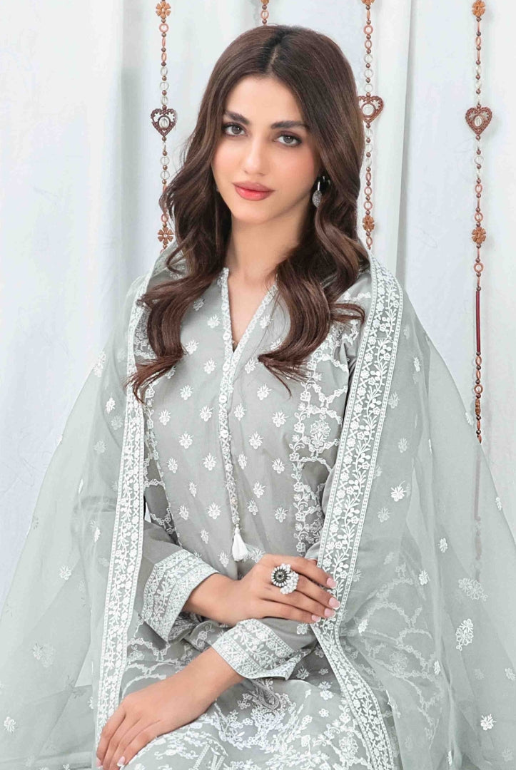 3 Piece Stitched Fancy Embroidered Lawn Suit From Aeni By Tawakkal - 07