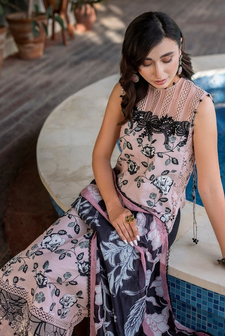 3 Piece Stitched Embroidered Lawn Suit | Meraki Vol'2 By Asifa & Nabeel - Gul