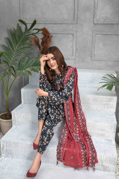 3Piece Stitched Suit By Tawakkal Zaira - 07