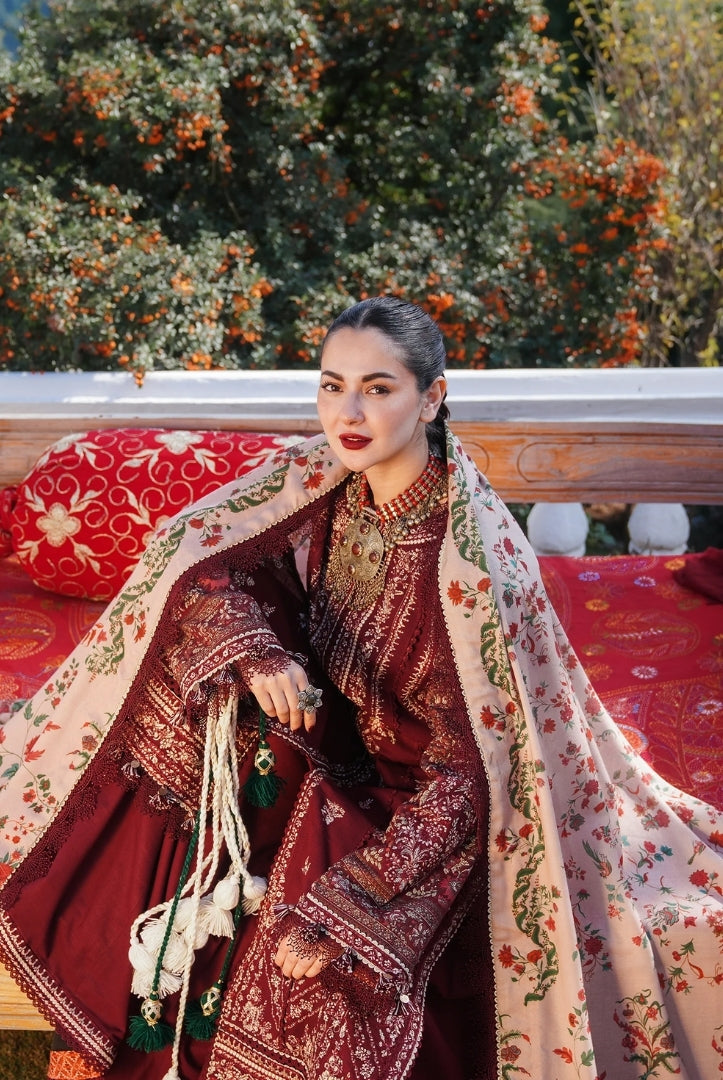3 Piece Stitched Luxury Winter Shawl Suits Collection'24 By Hussain Rehar - ZARAN