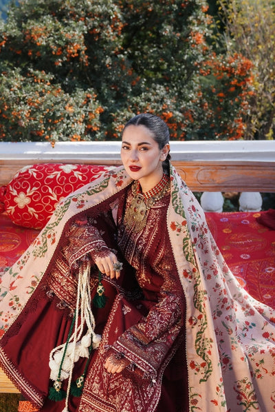 3 Piece Stitched Luxury Winter Shawl Suits Collection'24 By Hussain Rehar - ZARAN