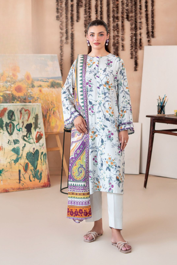 3 Piece Stitched Digital Printed Winter Linen From MALHAR EDIT'25 |  VOL 01 - 08