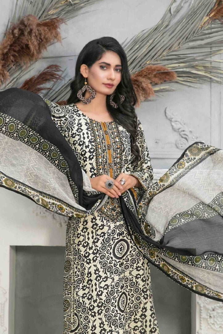 3Piece Stitched Suit By Tawakkal Devina - 08