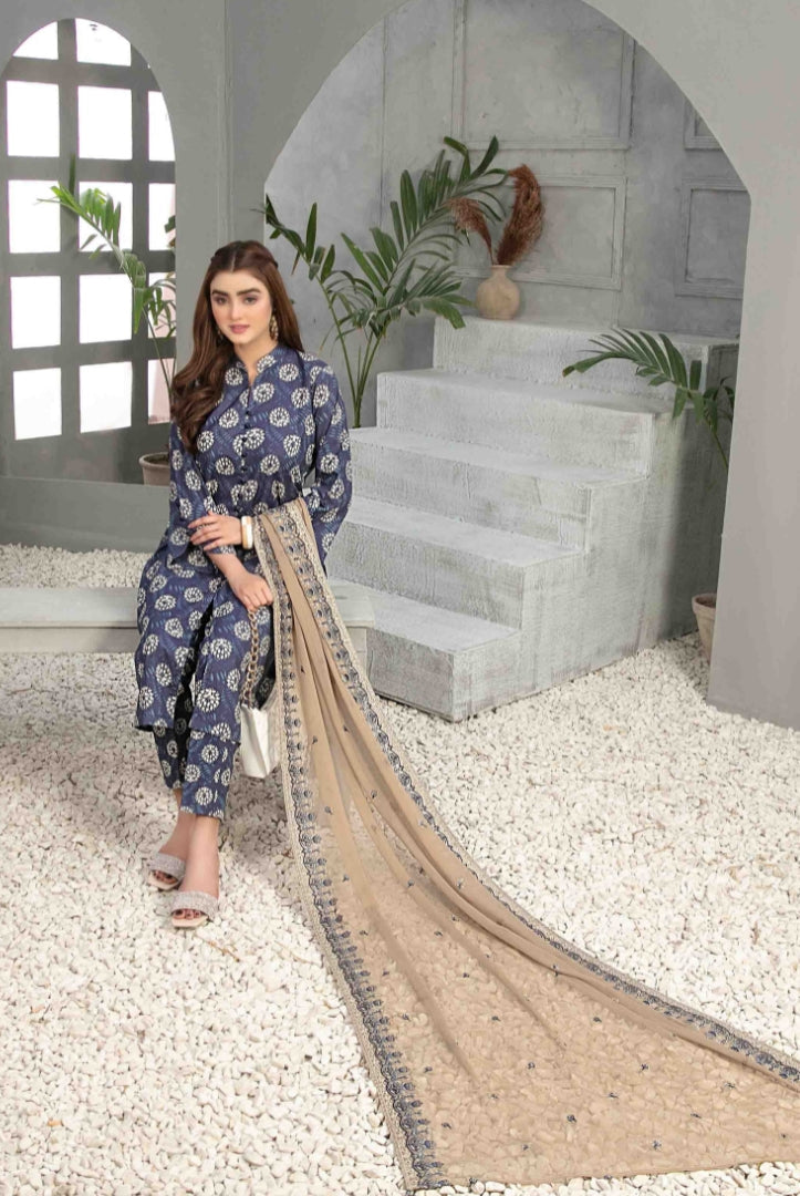 3Piece Stitched Suit By Tawakkal Zaira - 08