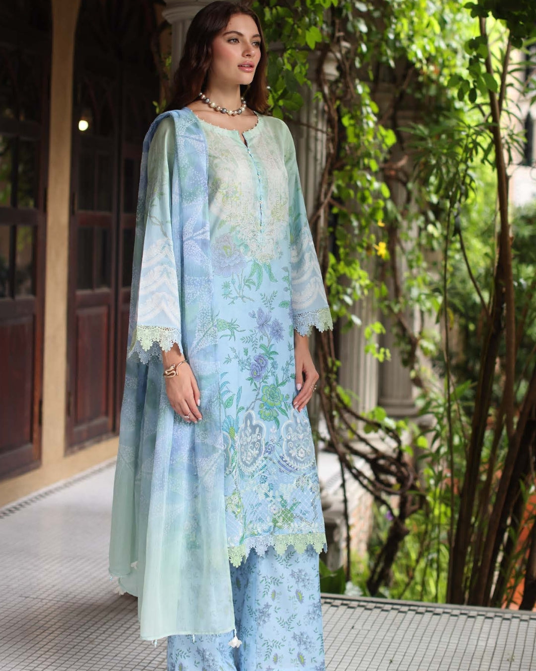 3 Piece Stitched Embroidered Chikankari Lawn Suits from Aafreen By Riaz Arts - 01