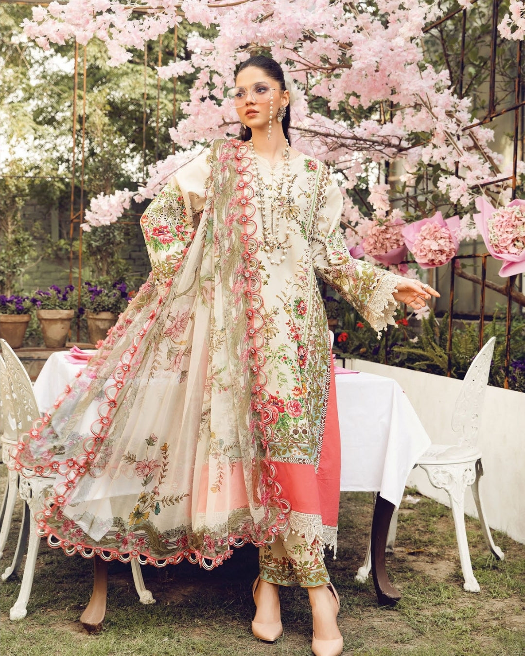 3 Piece Stitched Embroidered Lawn Suit From Maria.B By M.Prints Eid Edit Collection'25 - 07