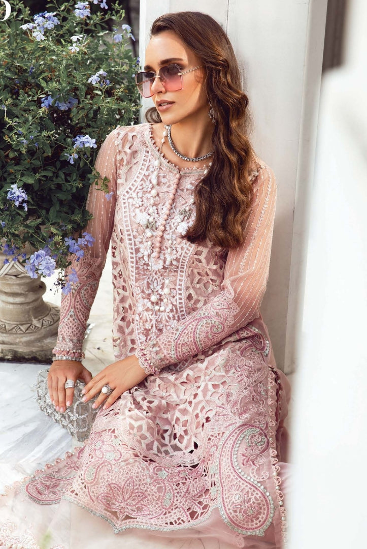 3 Piece Stitched Luxury Embroidered Lawn Eid Collection By Maria.B - Pink